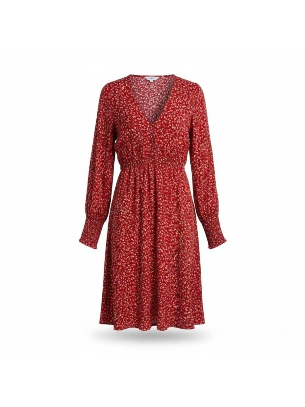 Gap Womens Red Floral V-Neck Long Sleeve Midi Dress Size S